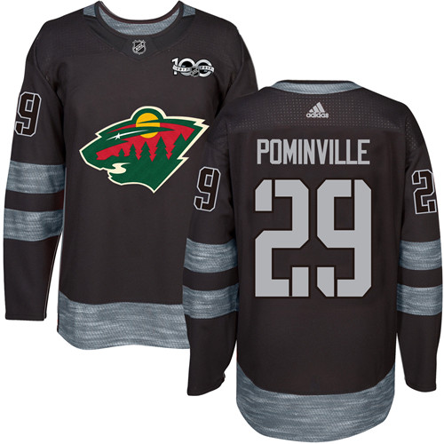 Mens Adidas Minnesota Wild 29 Jason Pominville Premier Black 1917-2017 100th Anniversary NHL Jersey